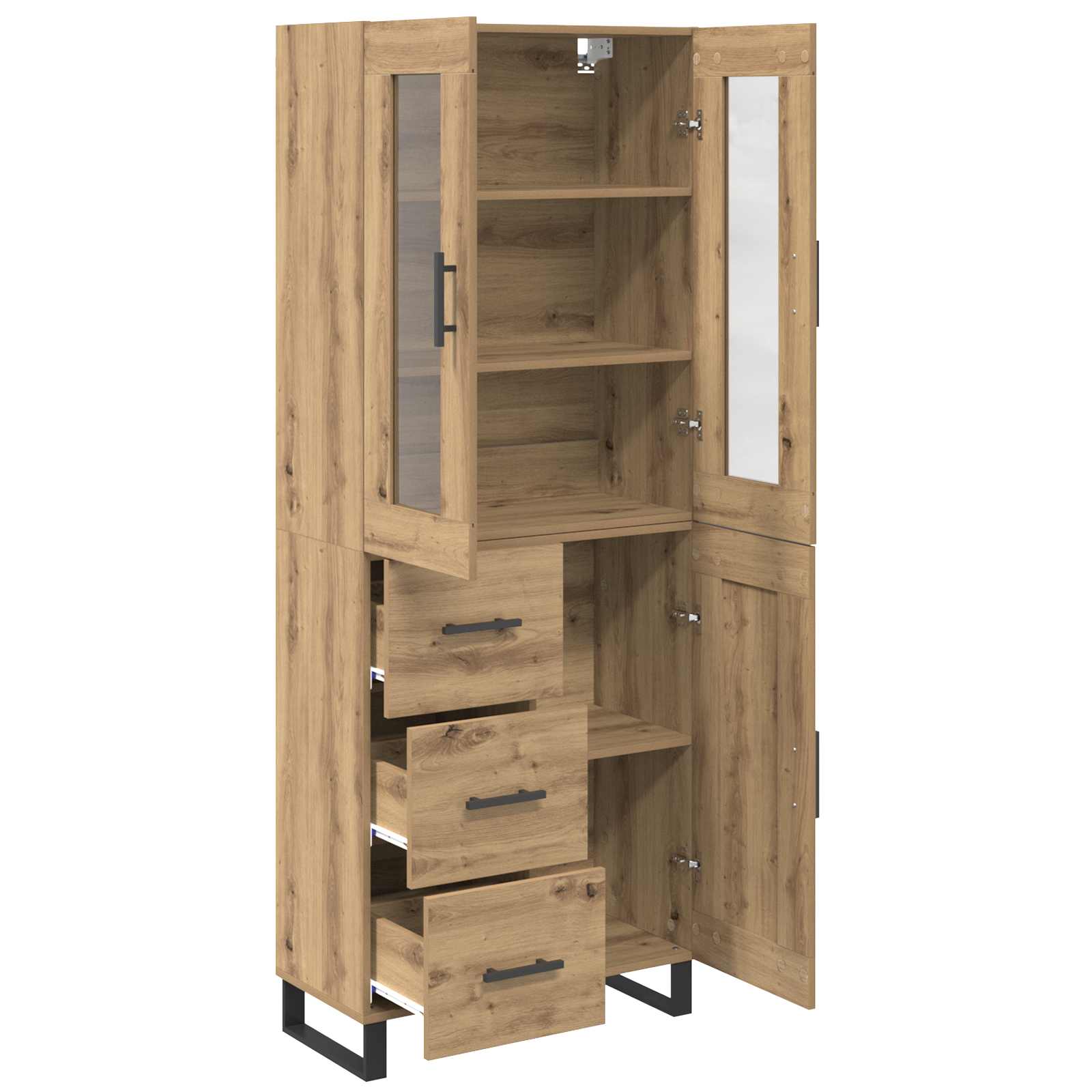 Hoge kast met lade 2 pcs Artisan Eiken Bewerkt hout – afbeelding 5