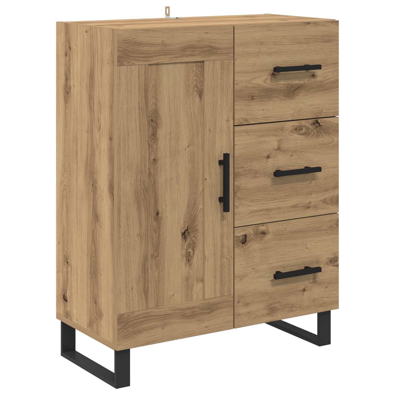Hoge kast met lade 2 pcs Artisan Eiken Bewerkt hout – afbeelding 6