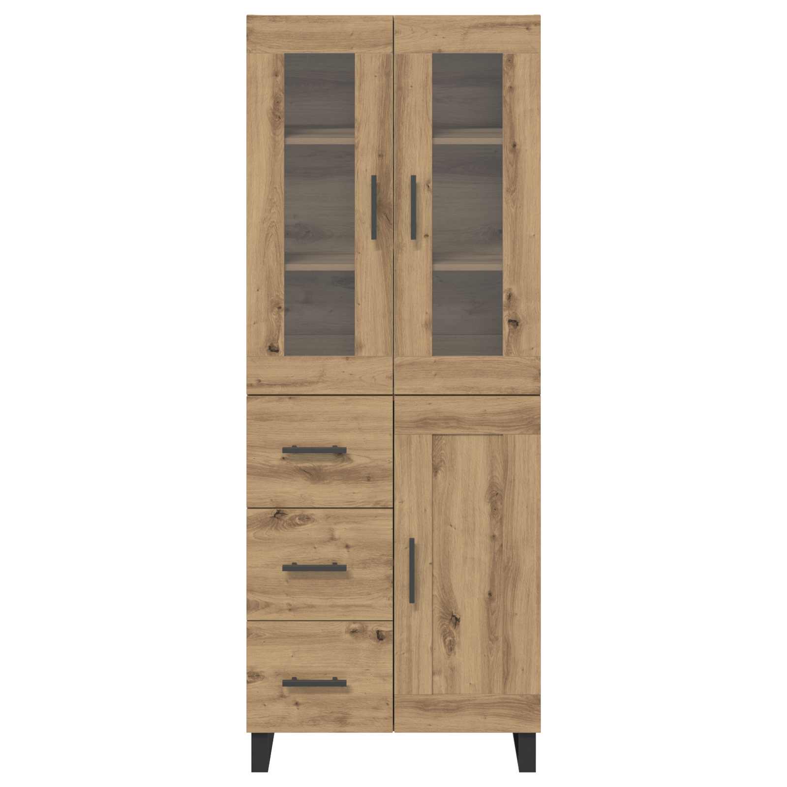Hoge kast met lade 2 pcs Artisan Eiken Bewerkt hout – afbeelding 8