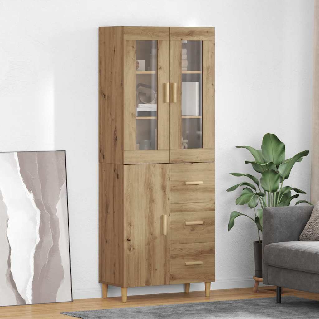 Hoge kast Artisan Eiken 69,5 x 34 x 180 cm Bewerkt hout – afbeelding 1