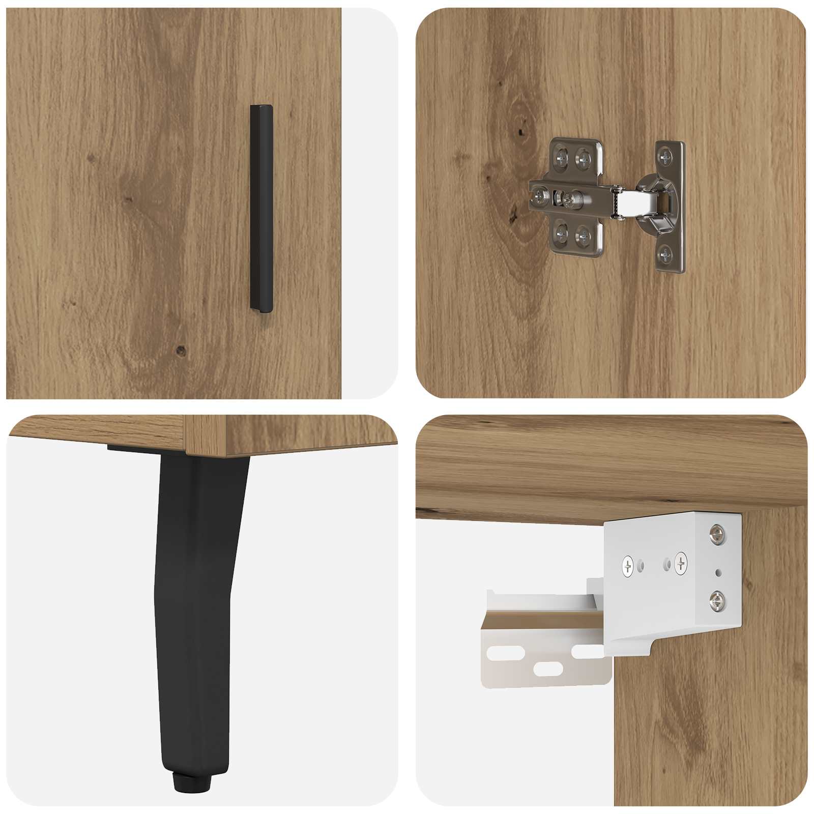 Hoge kast 2 pcs Artisan Eiken Bewerkt hout – afbeelding 11
