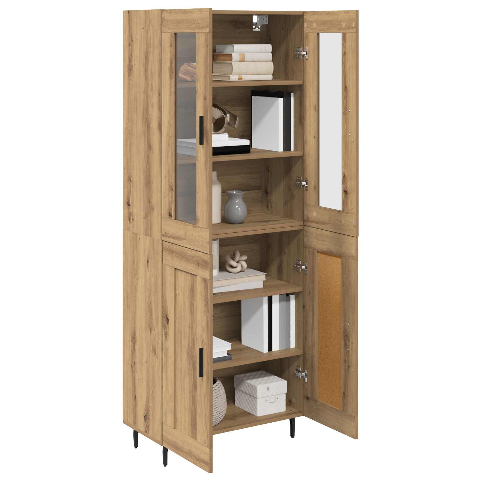 Hoge kast 2 pcs Artisan Eiken Bewerkt hout – afbeelding 3