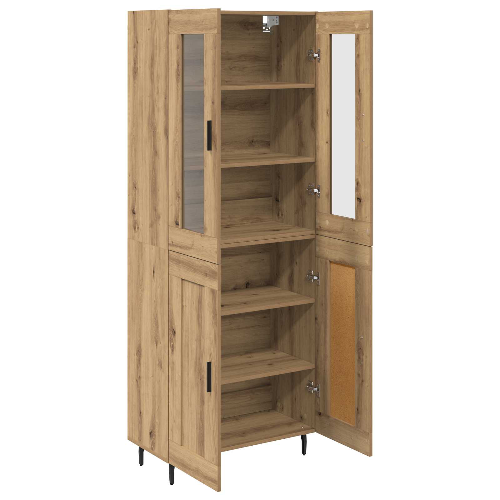 Hoge kast 2 pcs Artisan Eiken Bewerkt hout – afbeelding 5