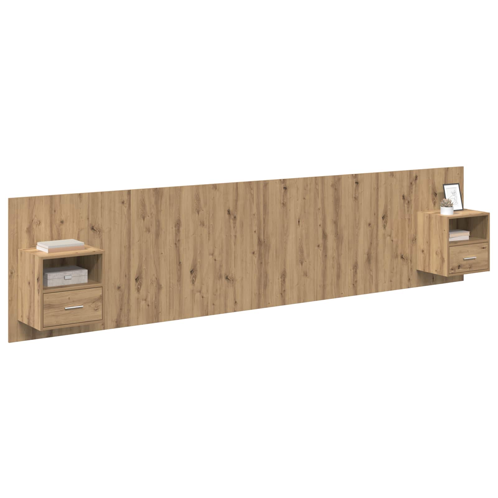 Hoofdbord Met Kast 3 st Artisan Eiken Bewerkt hout – afbeelding 3