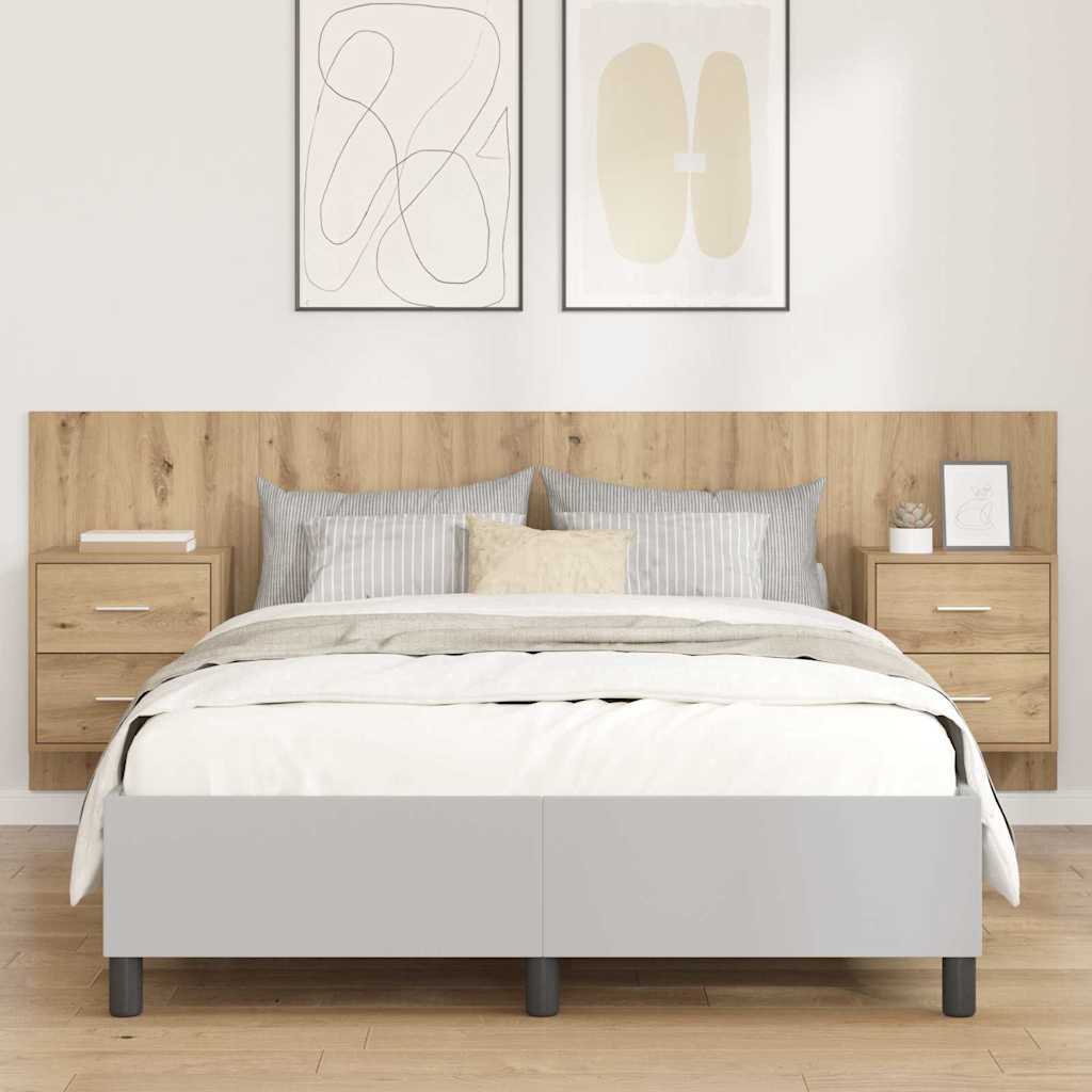 Hoofdbord Met Kast met lade 3 pcs Artisan Eiken Bewerkt hout – afbeelding 1