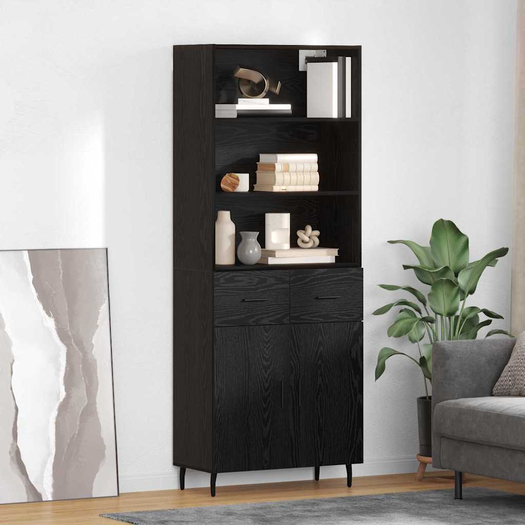 Hoge kast met lade Zwart Eiken 69,5 x 34 x 180 cm