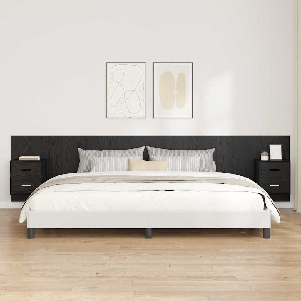 Hoofdbord Met Kast met lade 3 pcs Zwart Eiken Bewerkt hout – afbeelding 1