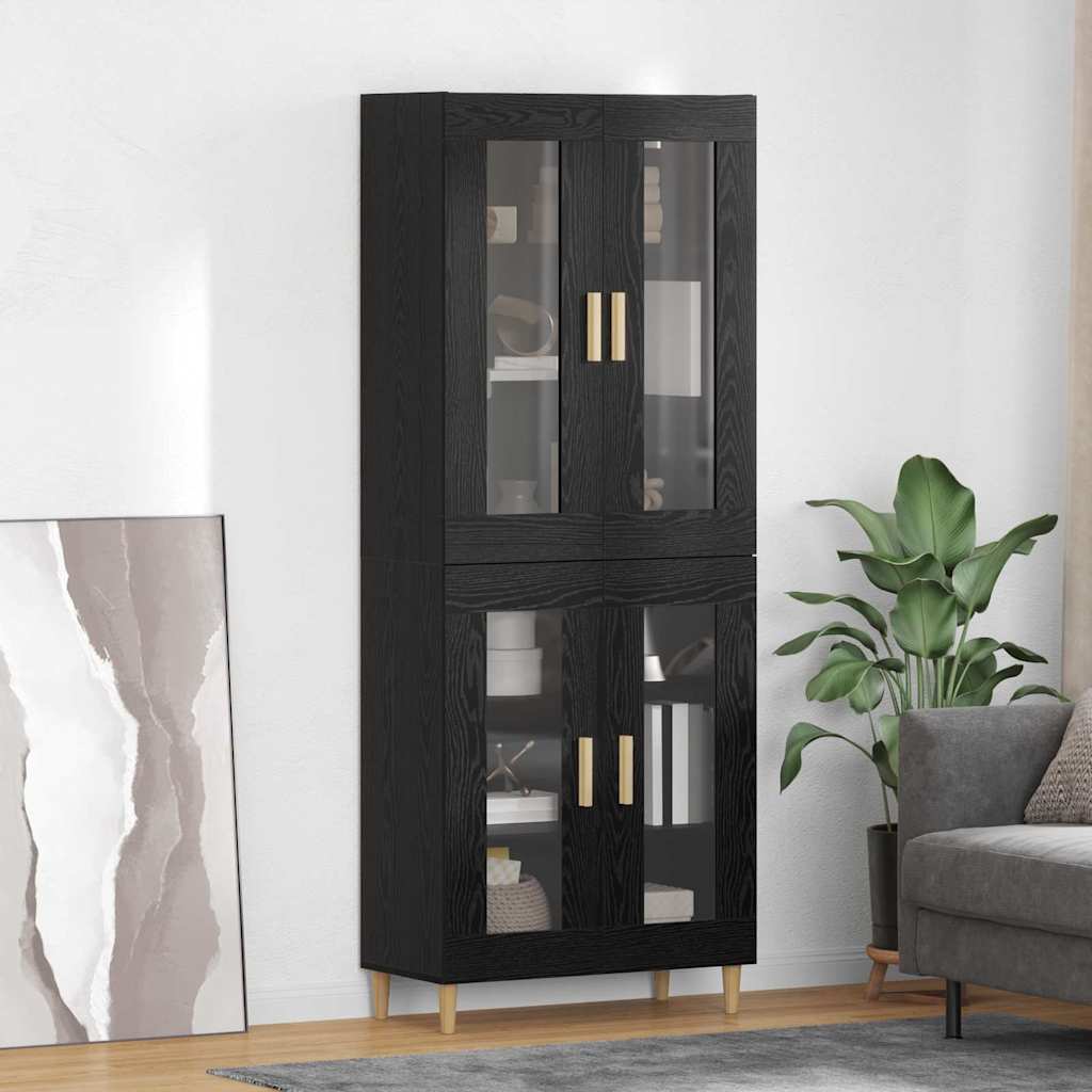 Hoge kast Zwart Eiken 69,5 x 34 x 180 cm Bewerkt hout