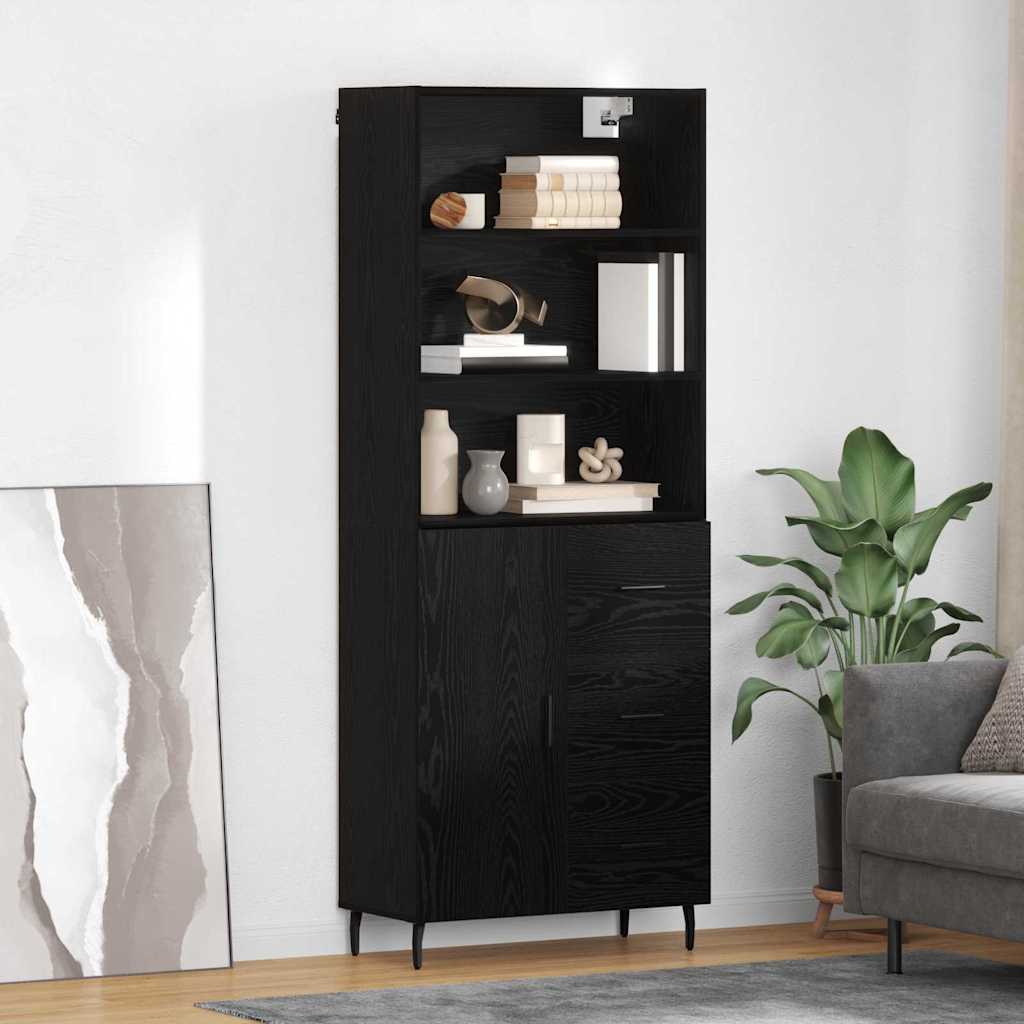 Hoge kast met lade Zwart Eiken 69,5 x 34 x 180 cm