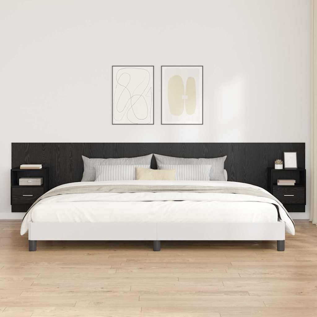 Hoofdbord Met Kast met lade 3 pcs Zwart Eiken Bewerkt hout – afbeelding 1