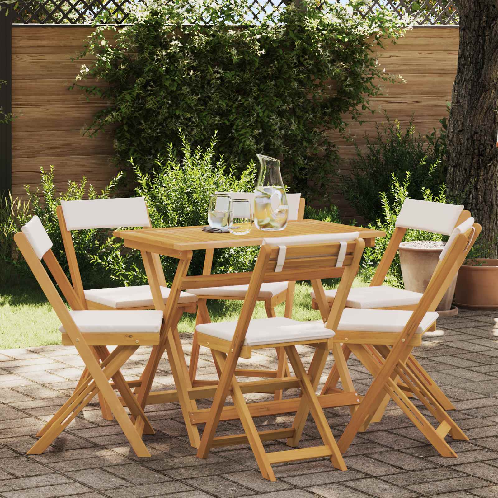 Bistrostoelen voor buiten 6 pcs Crèmewit 40 x 53 x 80 cm – afbeelding 1