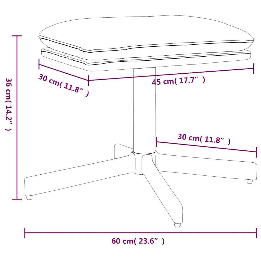 Voetenbank 60x60x36 cm fluweel crèmewit – afbeelding 6