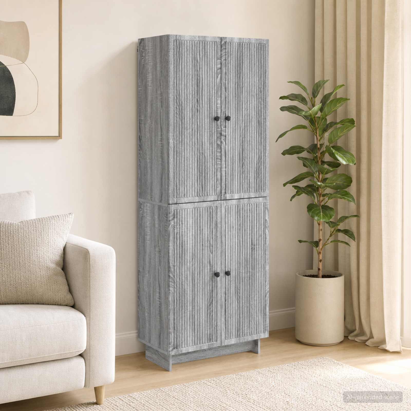 Kastenset 2 pcs Grijs Sonoma 66 x 34,5 x 90 cm Bewerkt hout – afbeelding 1