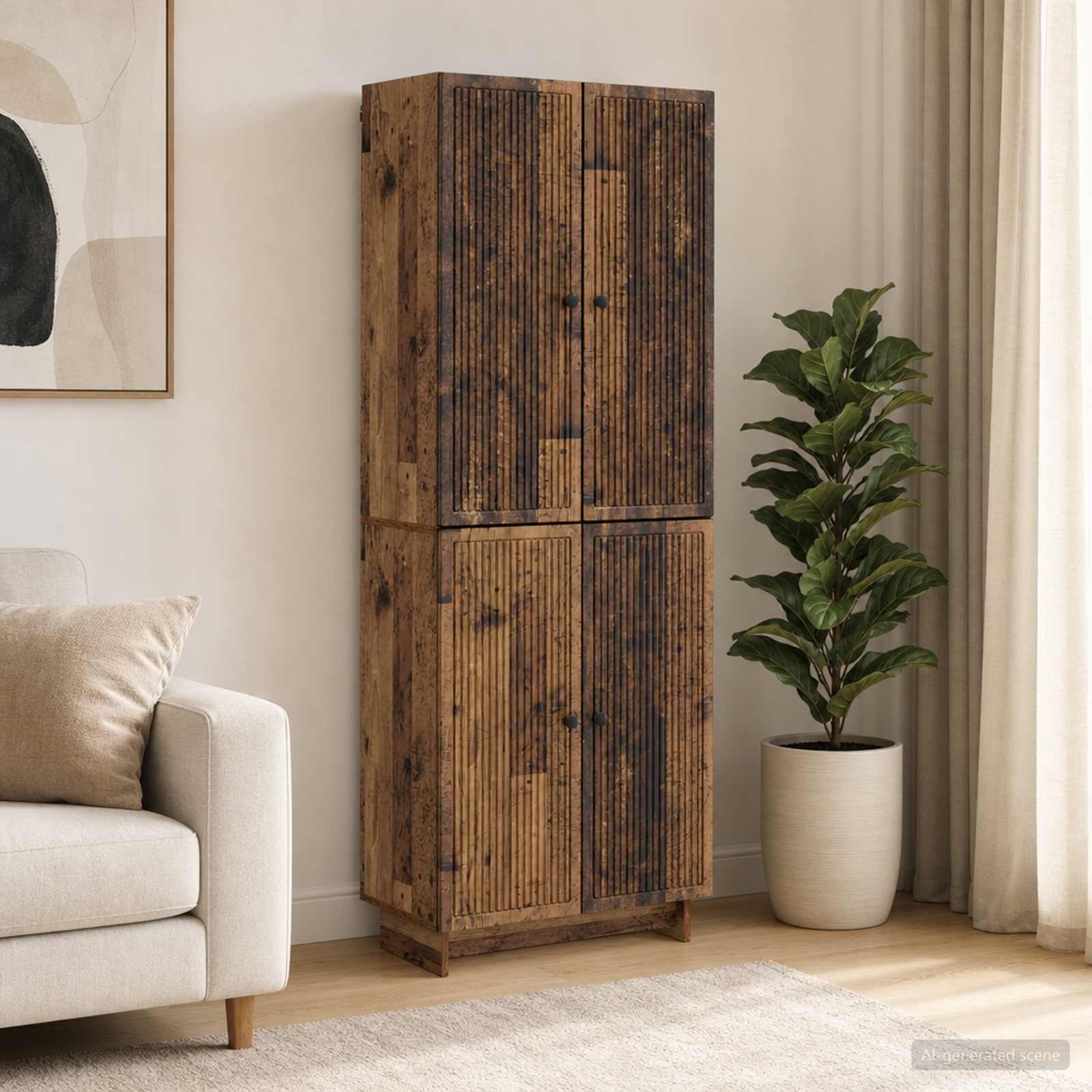 Kastenset 2 pcs Oud hout 66 x 34,5 x 90 cm Bewerkt hout – afbeelding 1