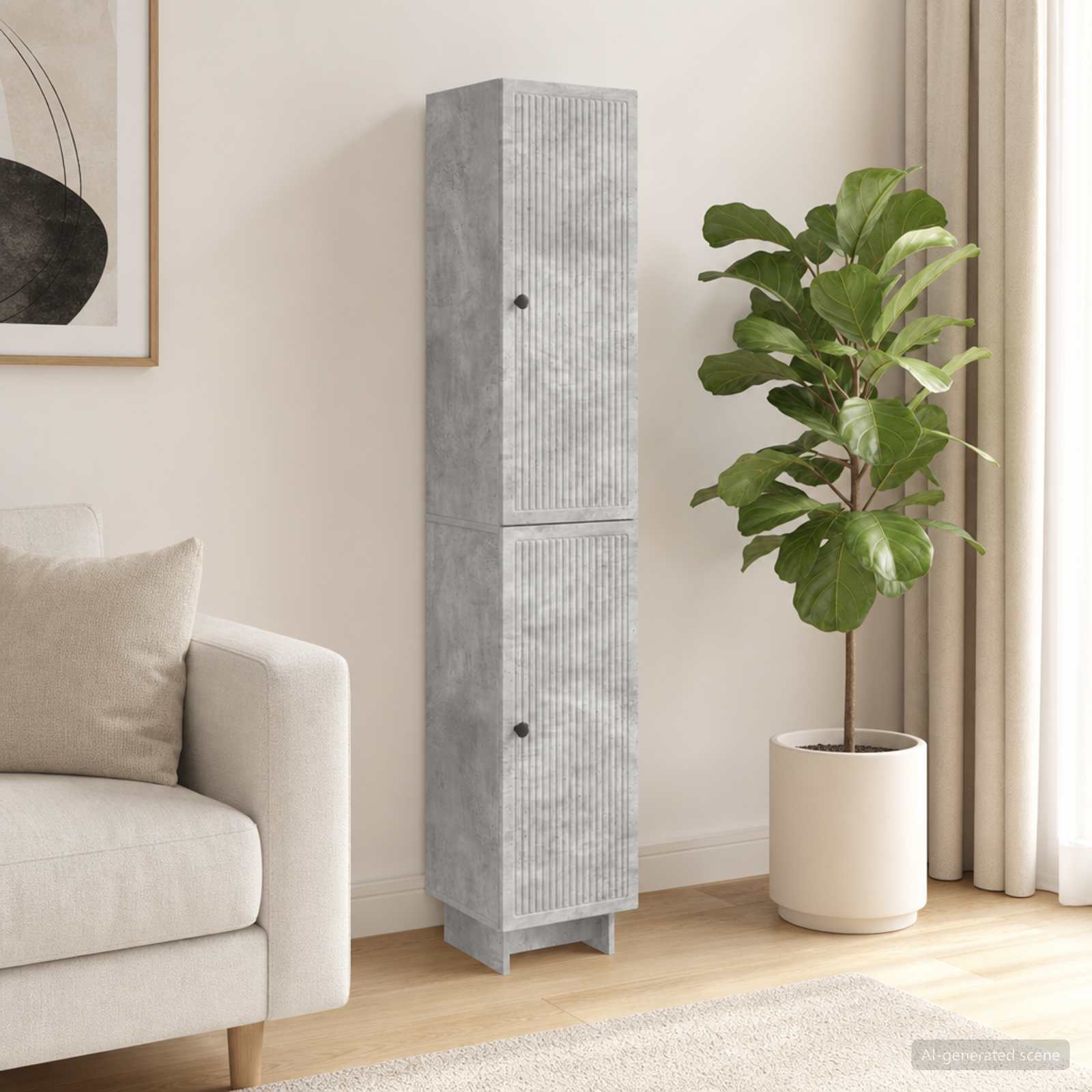 Kastenset 2 pcs Betongrijs 34,5 x 33 x 90 cm Bewerkt hout