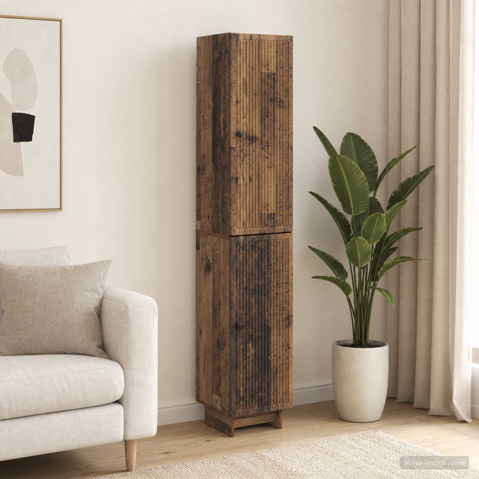 Kastenset 2 pcs Oud hout 34,5 x 33 x 90 cm Bewerkt hout – afbeelding 1