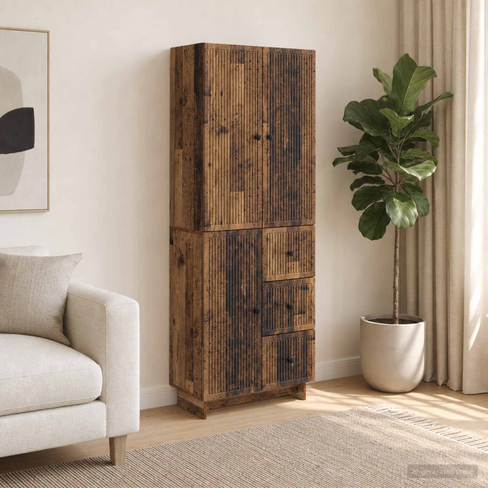 Kastenset 2 pcs 66 x 34,5 x 90 cm Bewerkt hout – afbeelding 1