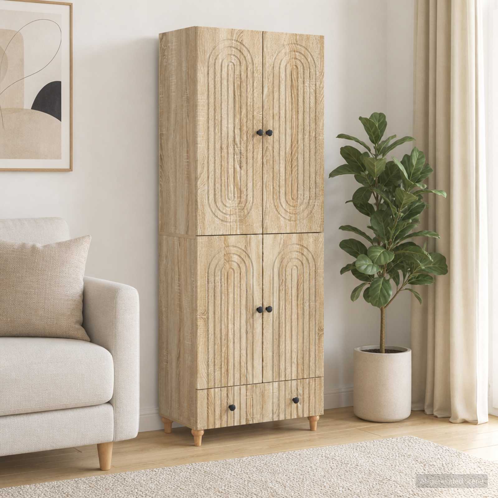 Kastenset 2 pcs 66 x 34,5 x 95 cm Bewerkt hout – afbeelding 1