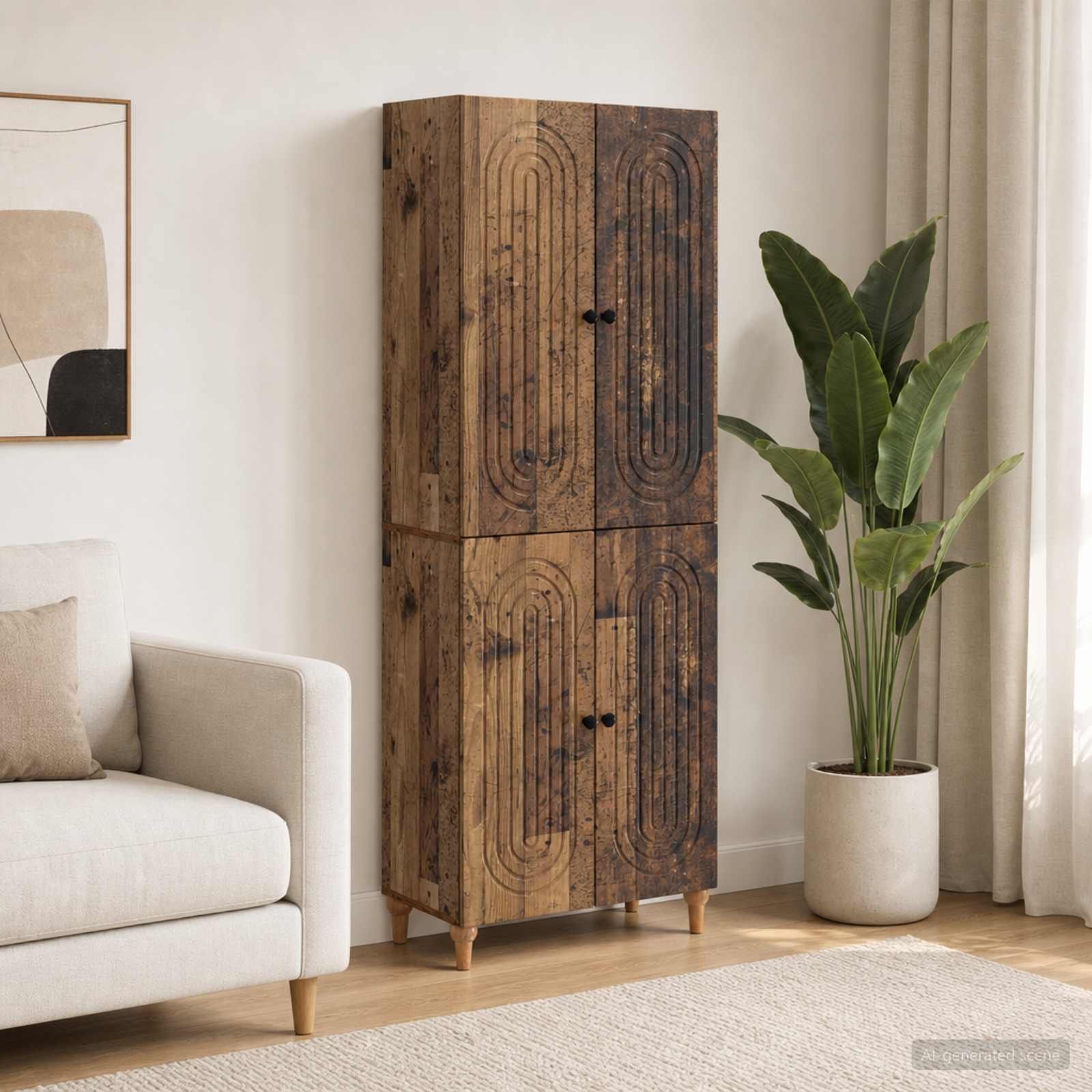 Kastenset 2 pcs 66 x 34,5 x 90 cm Bewerkt hout – afbeelding 1
