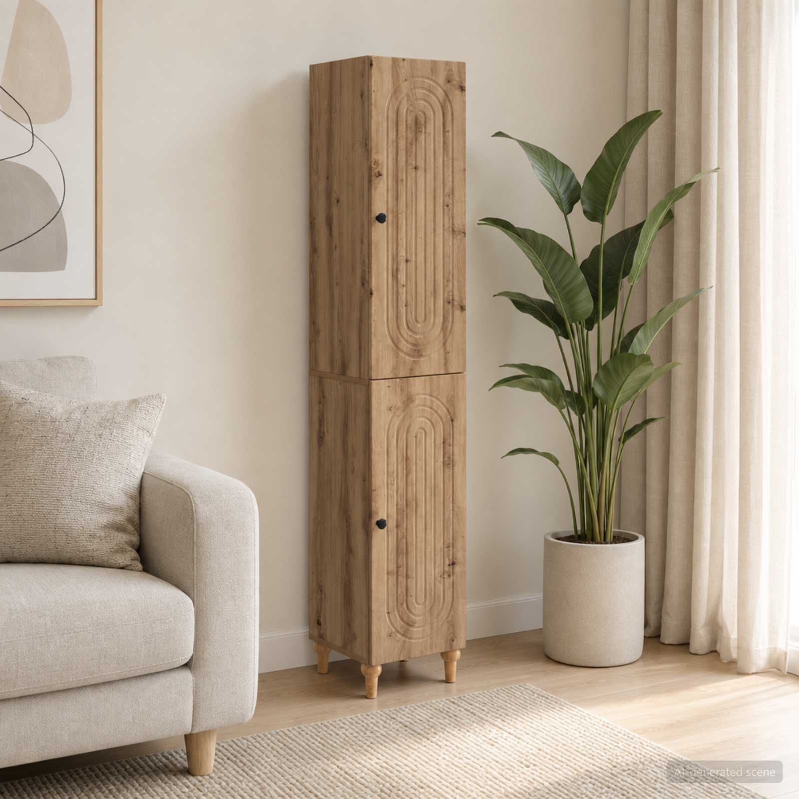 Kastenset 2 st Artisanaal eiken Bewerkt hout – afbeelding 1