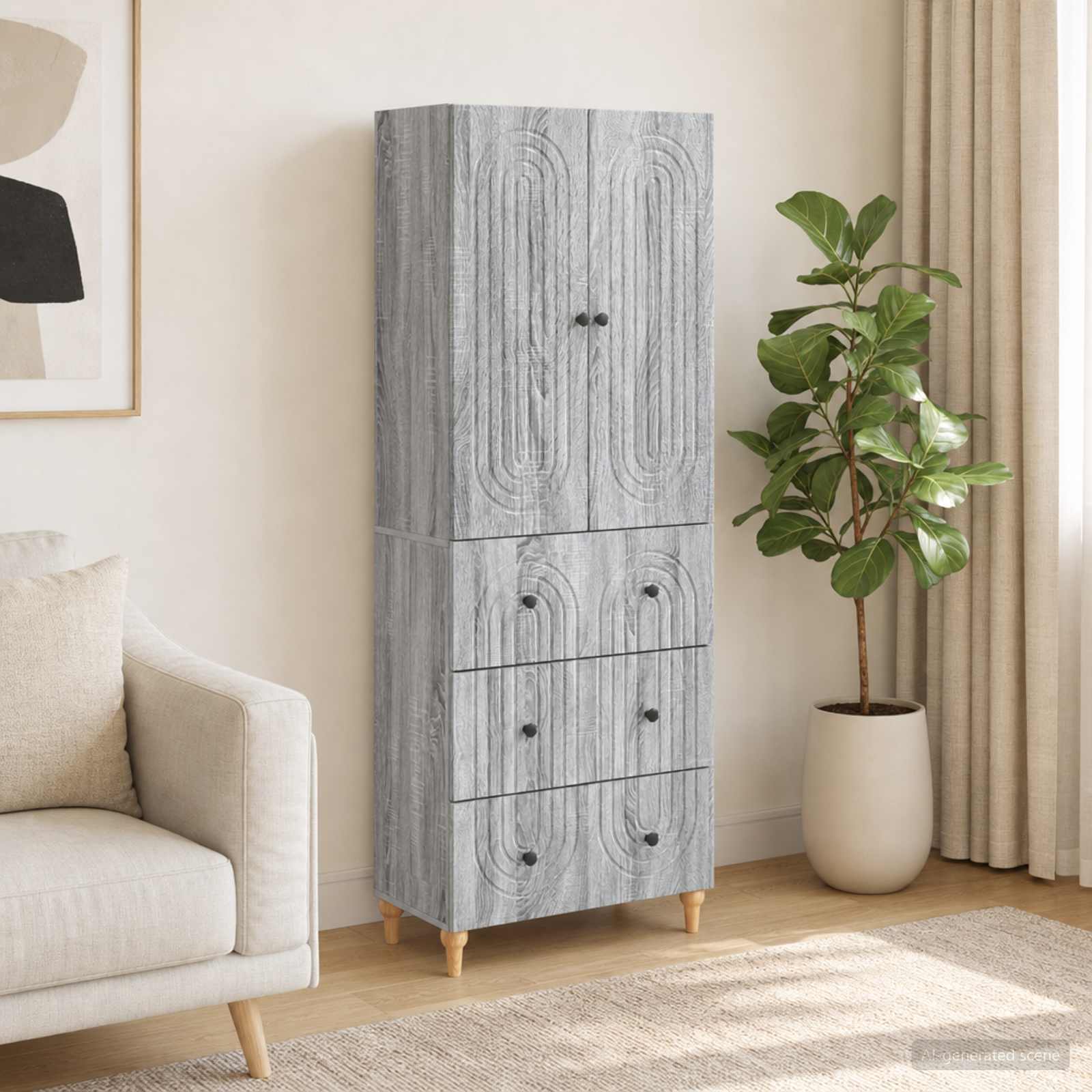 Kastenset 2 pcs Grijs Sonoma 66 x 34,5 x 90 cm Bewerkt hout