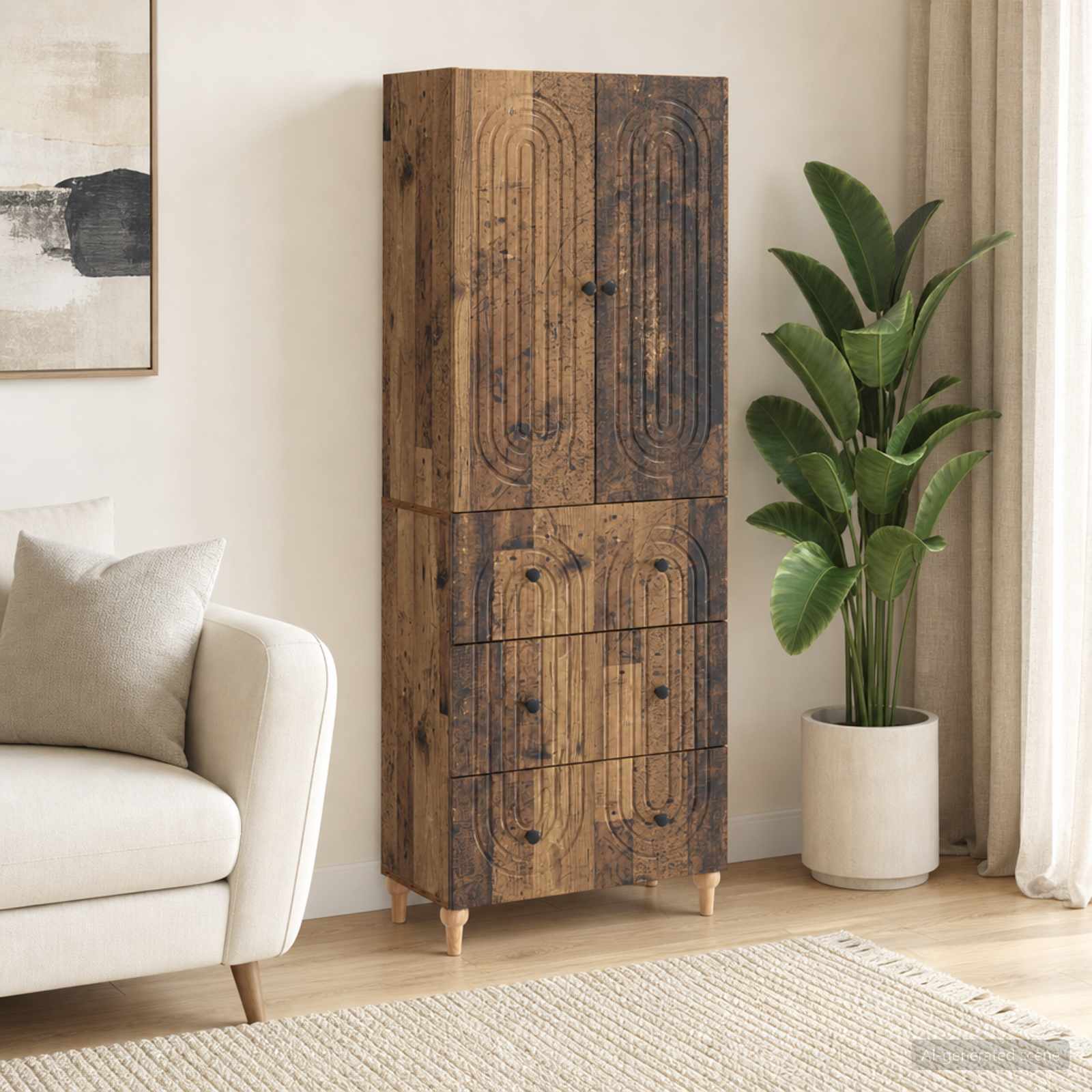 Kastenset 2 pcs 66 x 34,5 x 90 cm Bewerkt hout – afbeelding 1