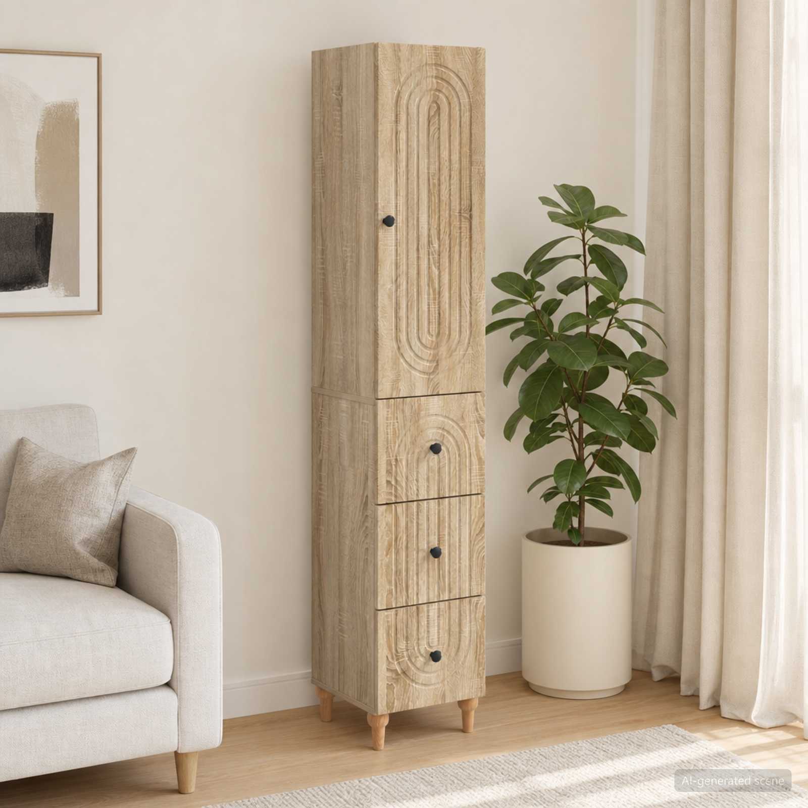 Kastenset 2 pcs 33 x 34,5 x 90 cm Bewerkt hout