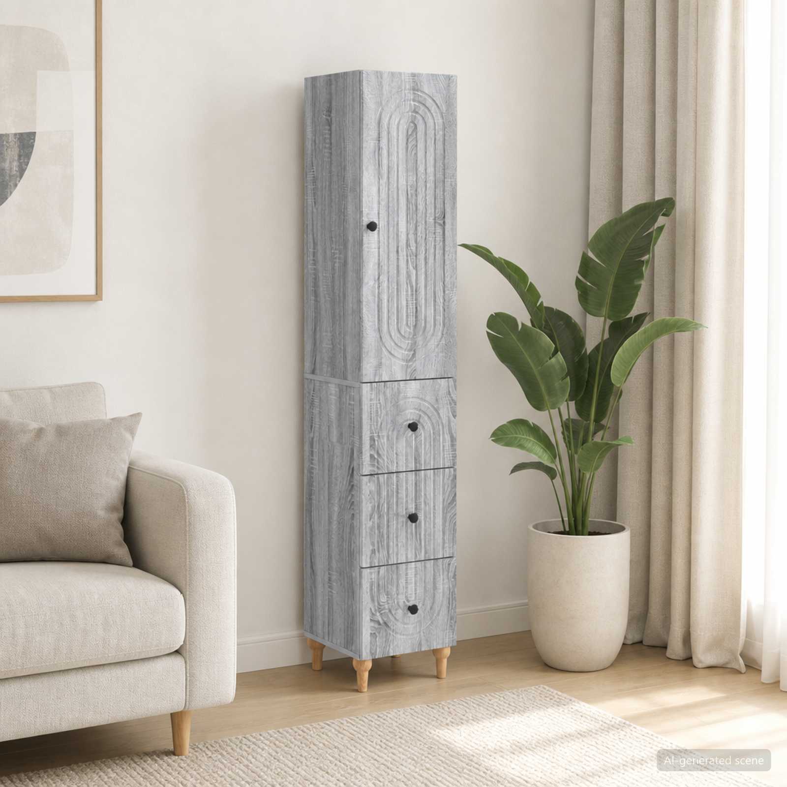 Kastenset 2 pcs 33 x 34,5 x 90 cm Bewerkt hout