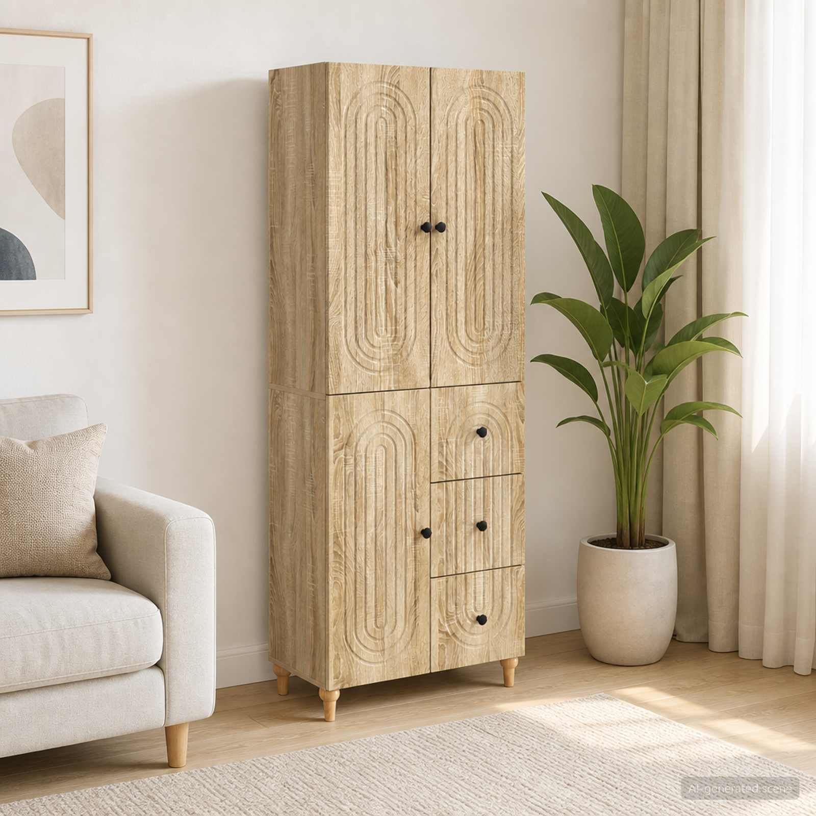 Kastenset 2 pcs 66 x 34,5 x 90 cm Bewerkt hout – afbeelding 1