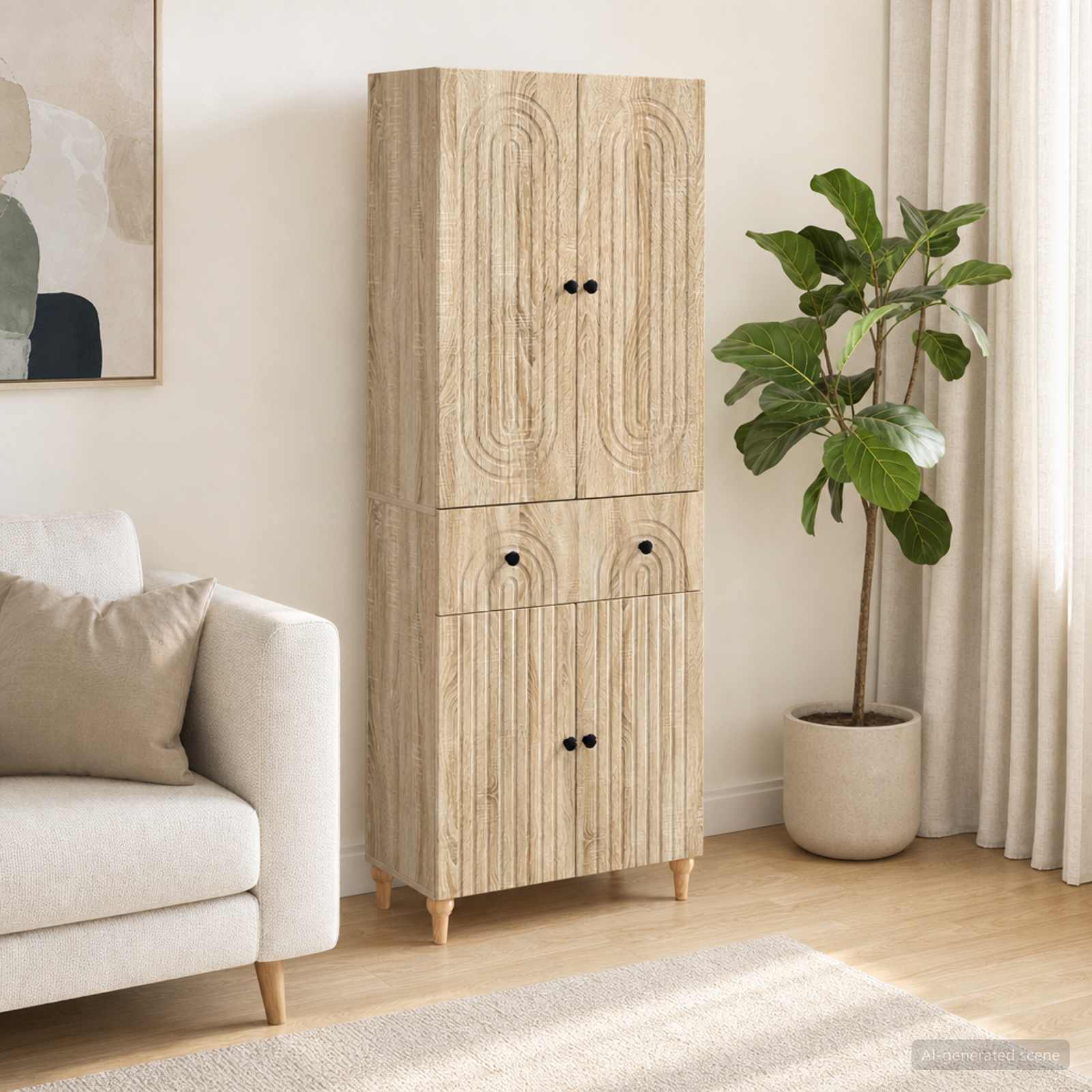 Kastenset 2 pcs 66 x 34,5 x 90 cm Bewerkt hout – afbeelding 1