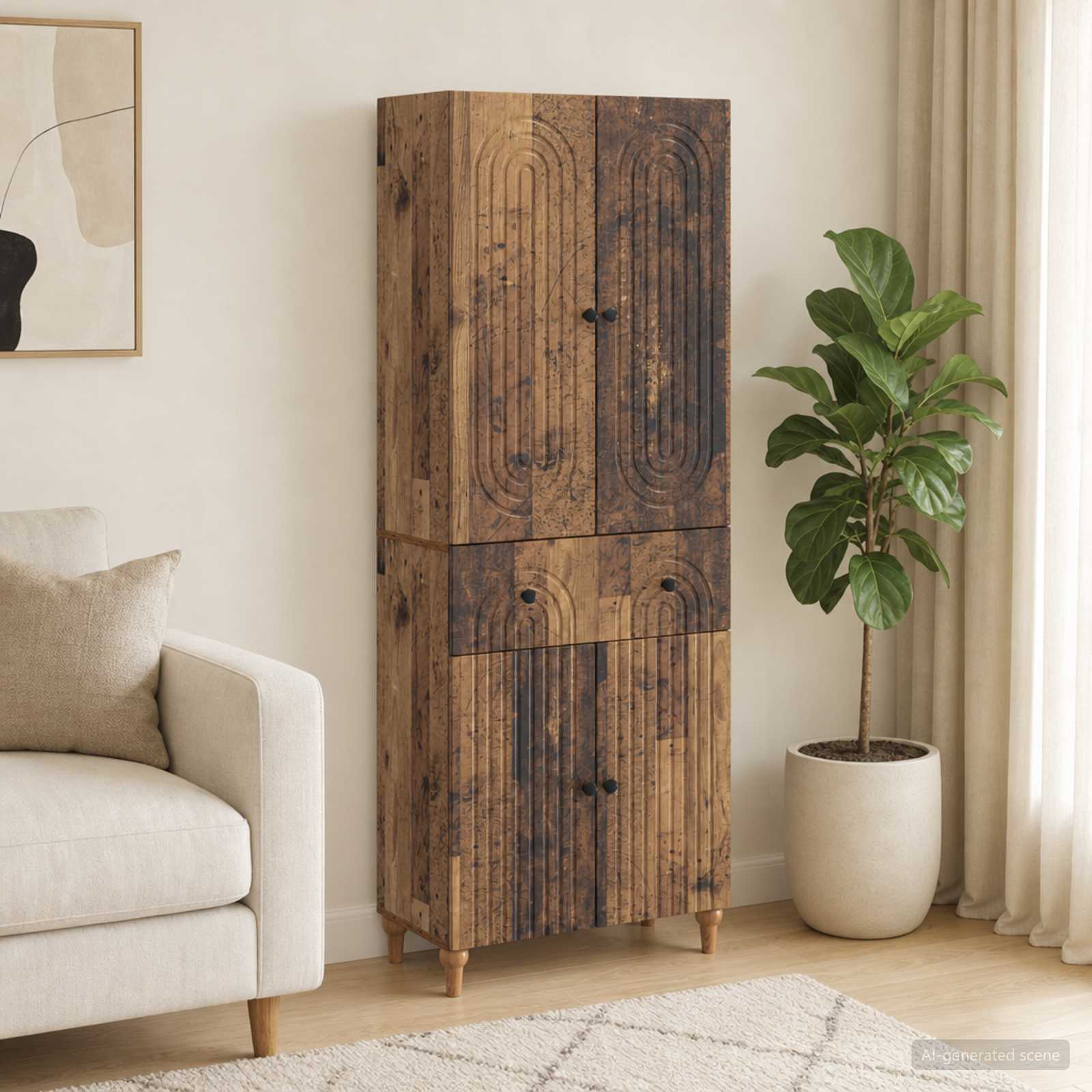 Kastenset 2 pcs 66 x 34,5 x 90 cm Bewerkt hout – afbeelding 1