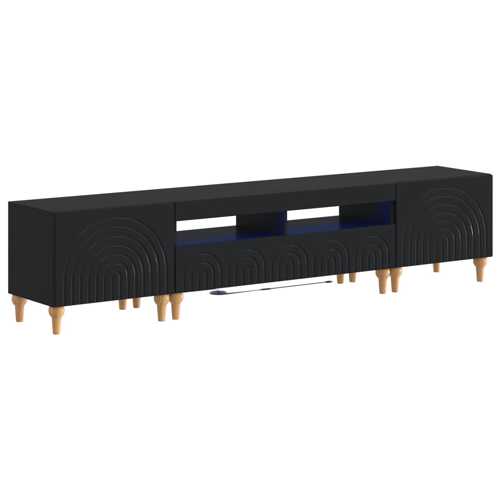 3-delige LED TV-kast Zwart Bewerkt hout