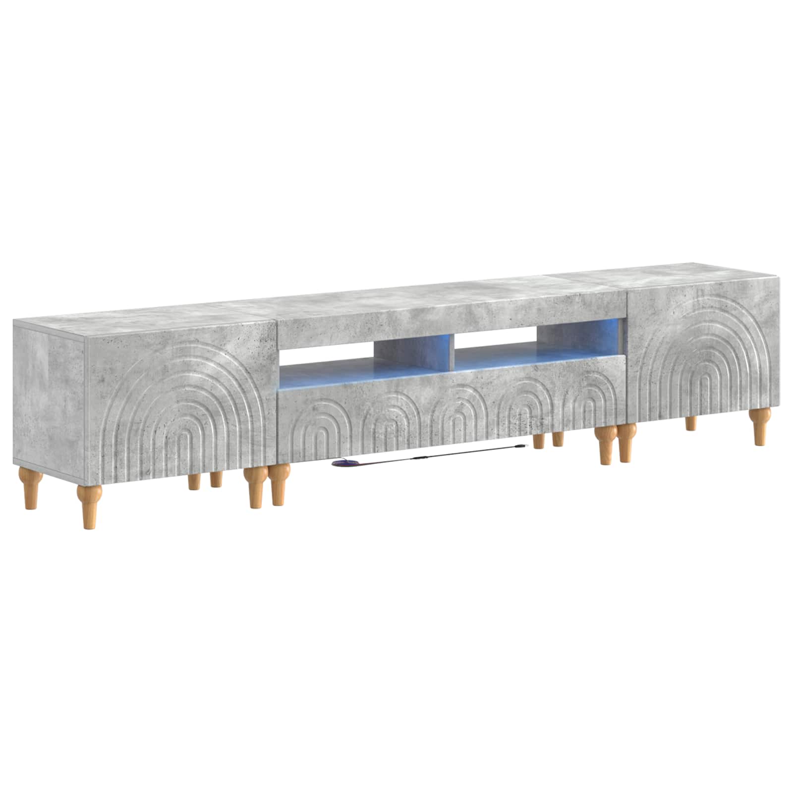 3-delige LED TV-kast Betongrijs Bewerkt hout