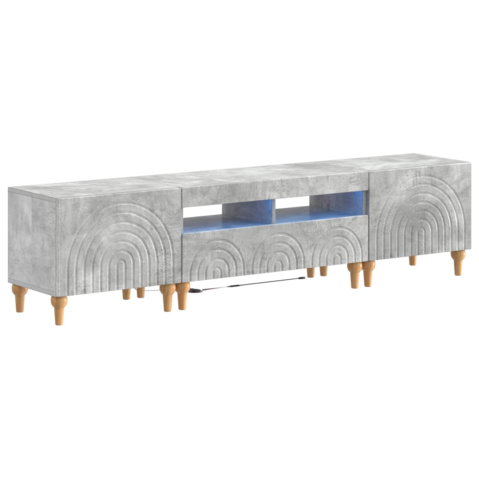 3-delige LED TV-kast Betongrijs Bewerkt hout