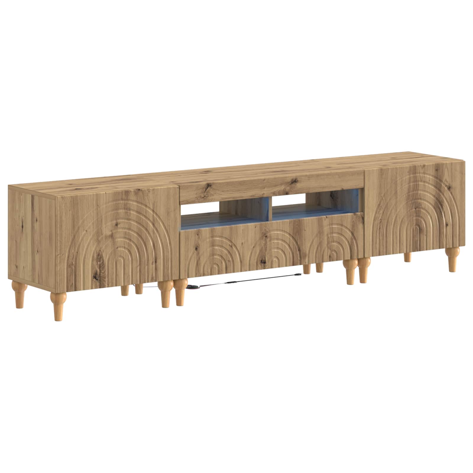 3-delige LED TV-kast Artisanaal eiken Bewerkt hout
