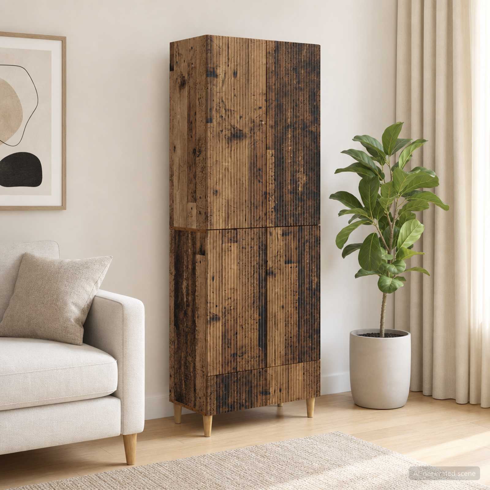 Kastenset 2 pcs 66 x 34,5 x 95 cm Bewerkt hout – afbeelding 1