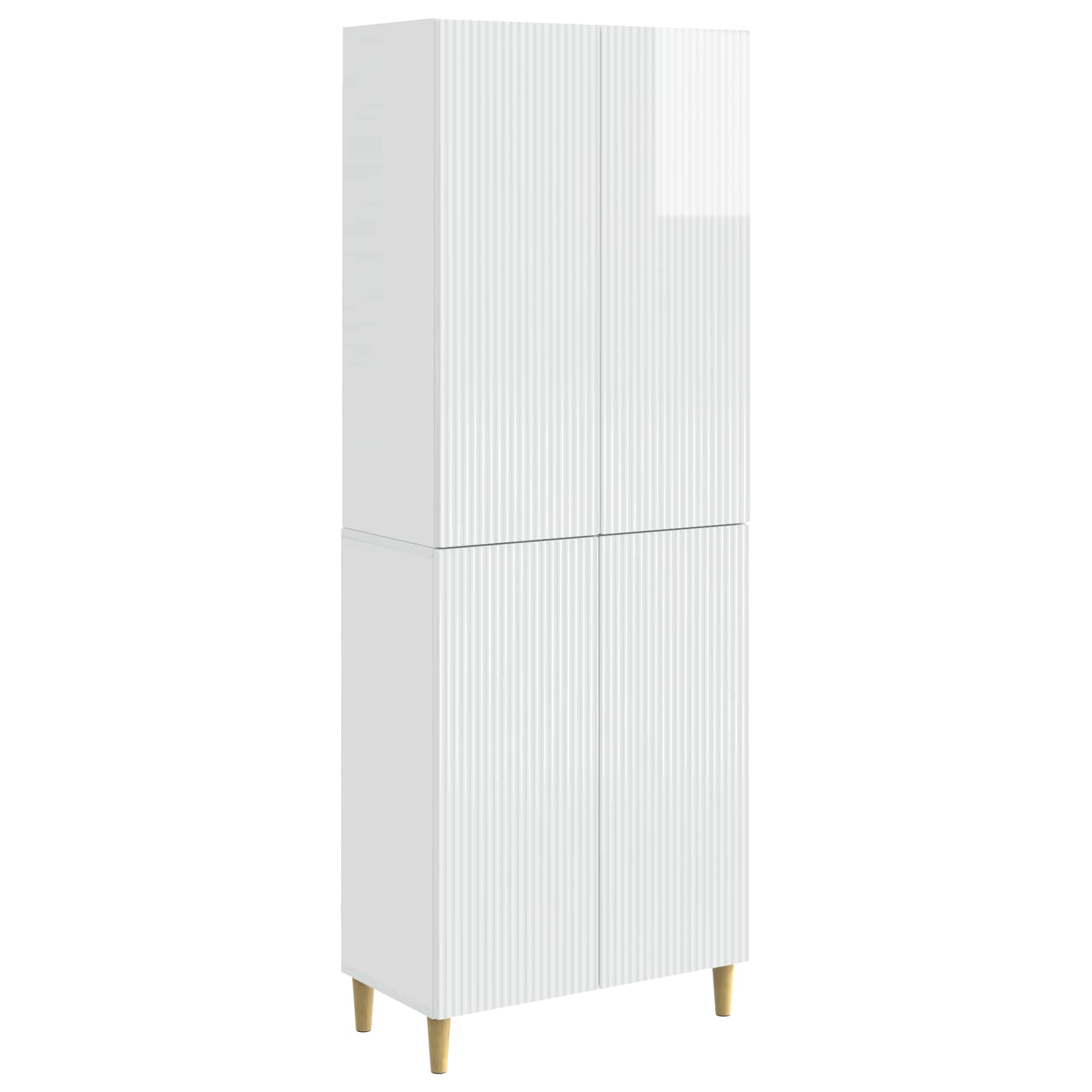 Kastenset 2 pcs Hoogglans Wit 66 x 34,5 x 90 cm Bewerkt hout – afbeelding 2