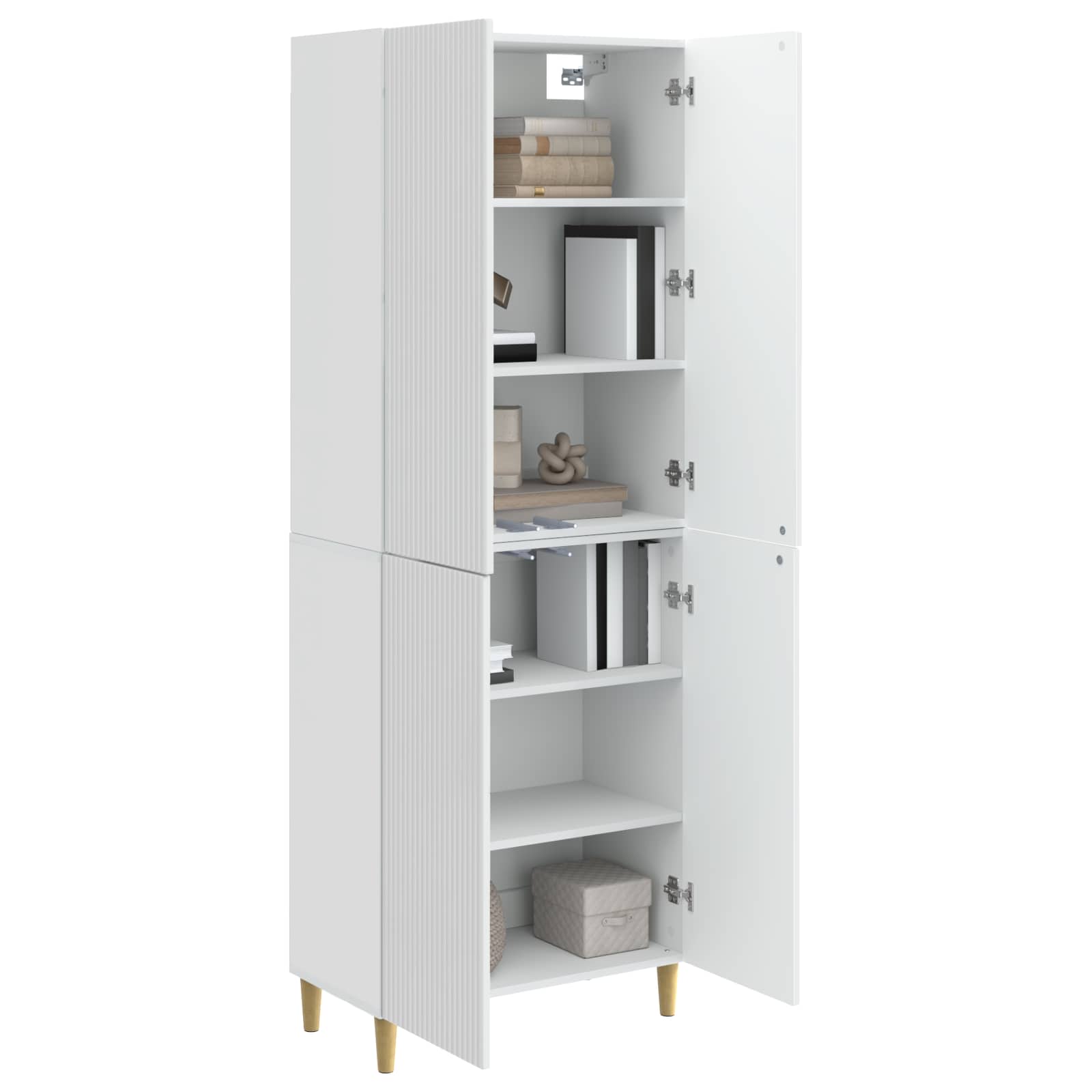 Kastenset 2 pcs Hoogglans Wit 66 x 34,5 x 90 cm Bewerkt hout – afbeelding 3