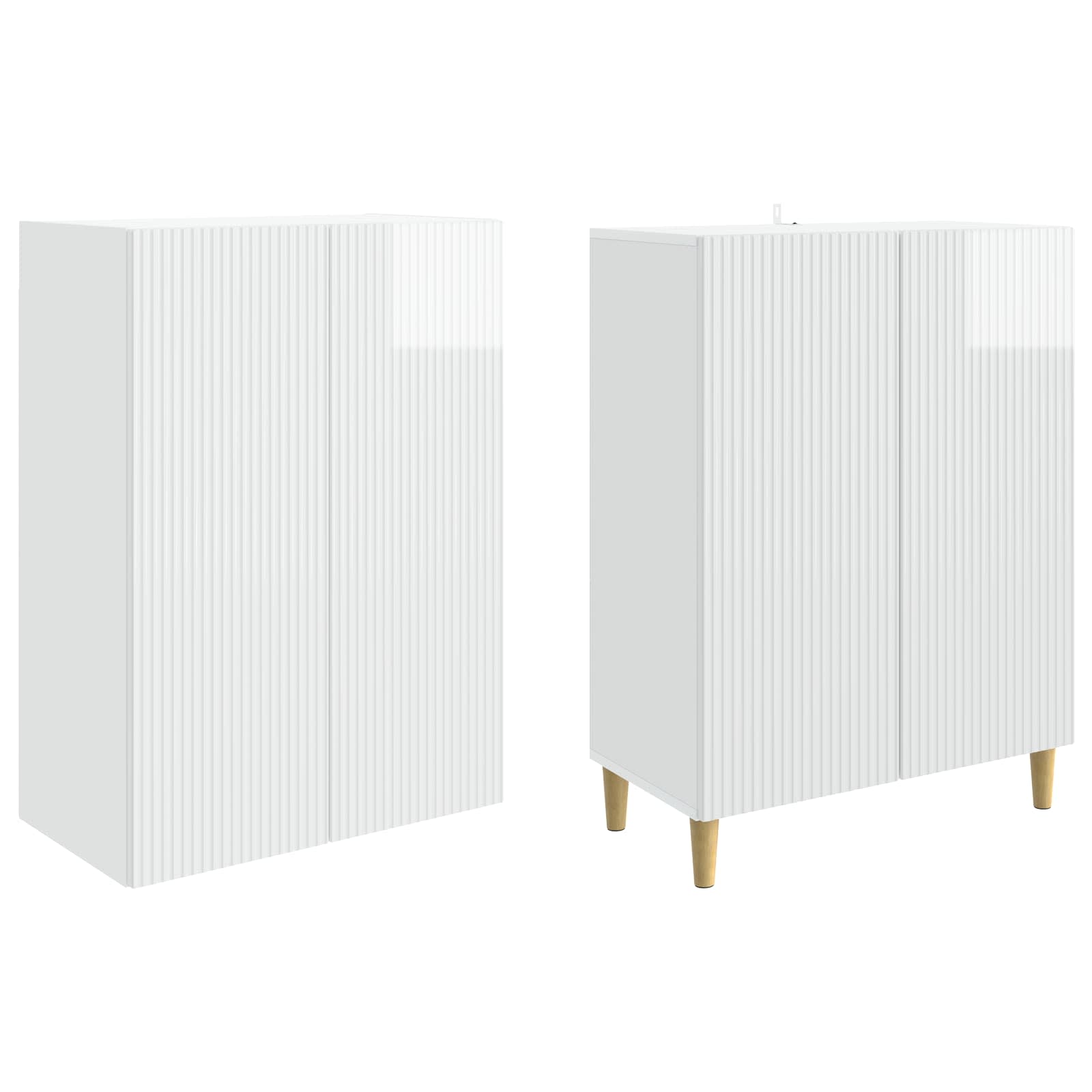 Kastenset 2 pcs Hoogglans Wit 66 x 34,5 x 90 cm Bewerkt hout – afbeelding 4