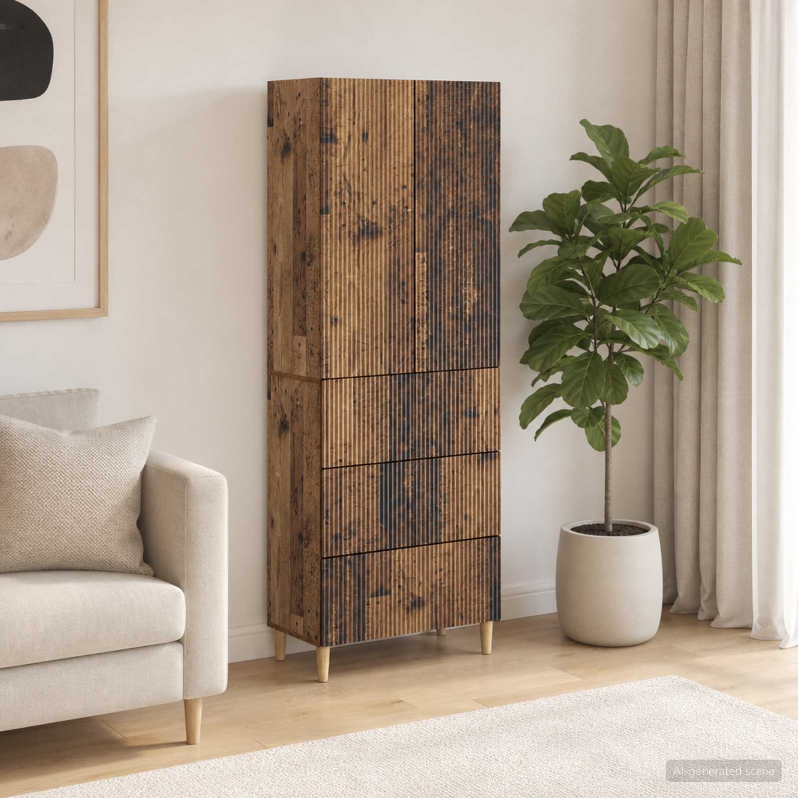 Kastenset 2 pcs 66 x 34,5 x 90 cm Bewerkt hout