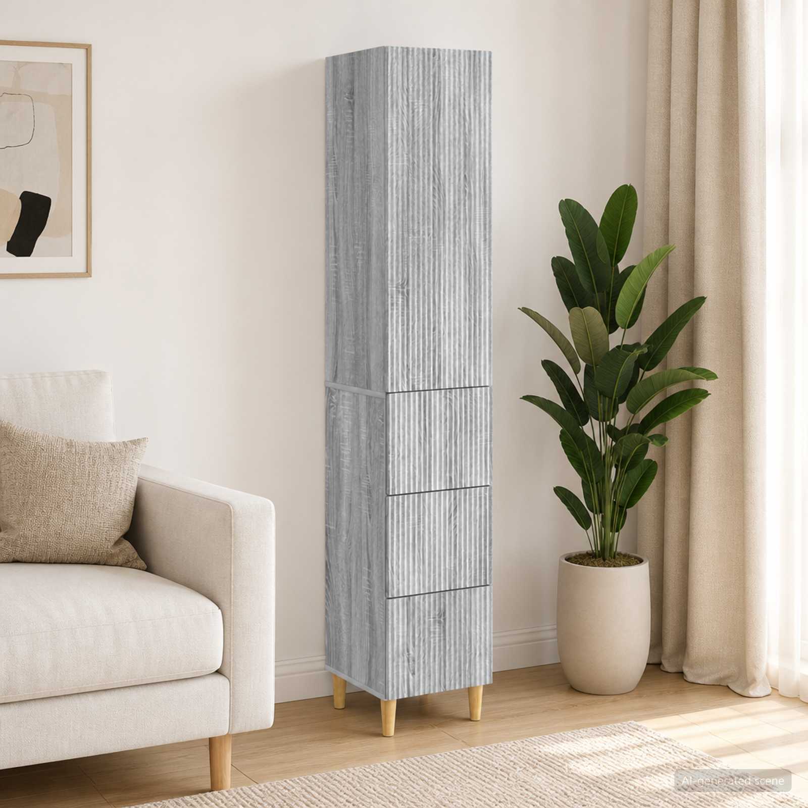 Kastenset 2 pcs Grijs Sonoma 33 x 34,5 x 90 cm Bewerkt hout
