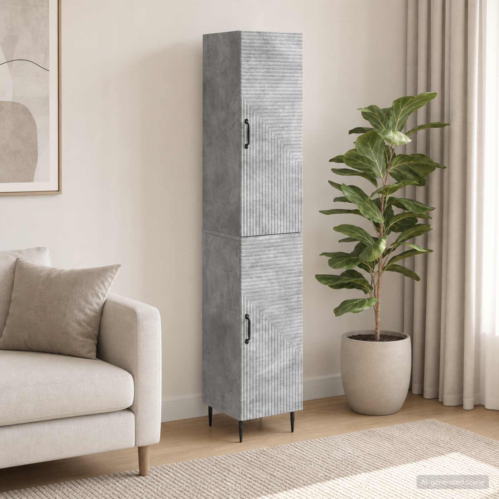 Kastenset 2 pcs Betongrijs 33 x 34,5 x 89,5 cm Bewerkt hout
