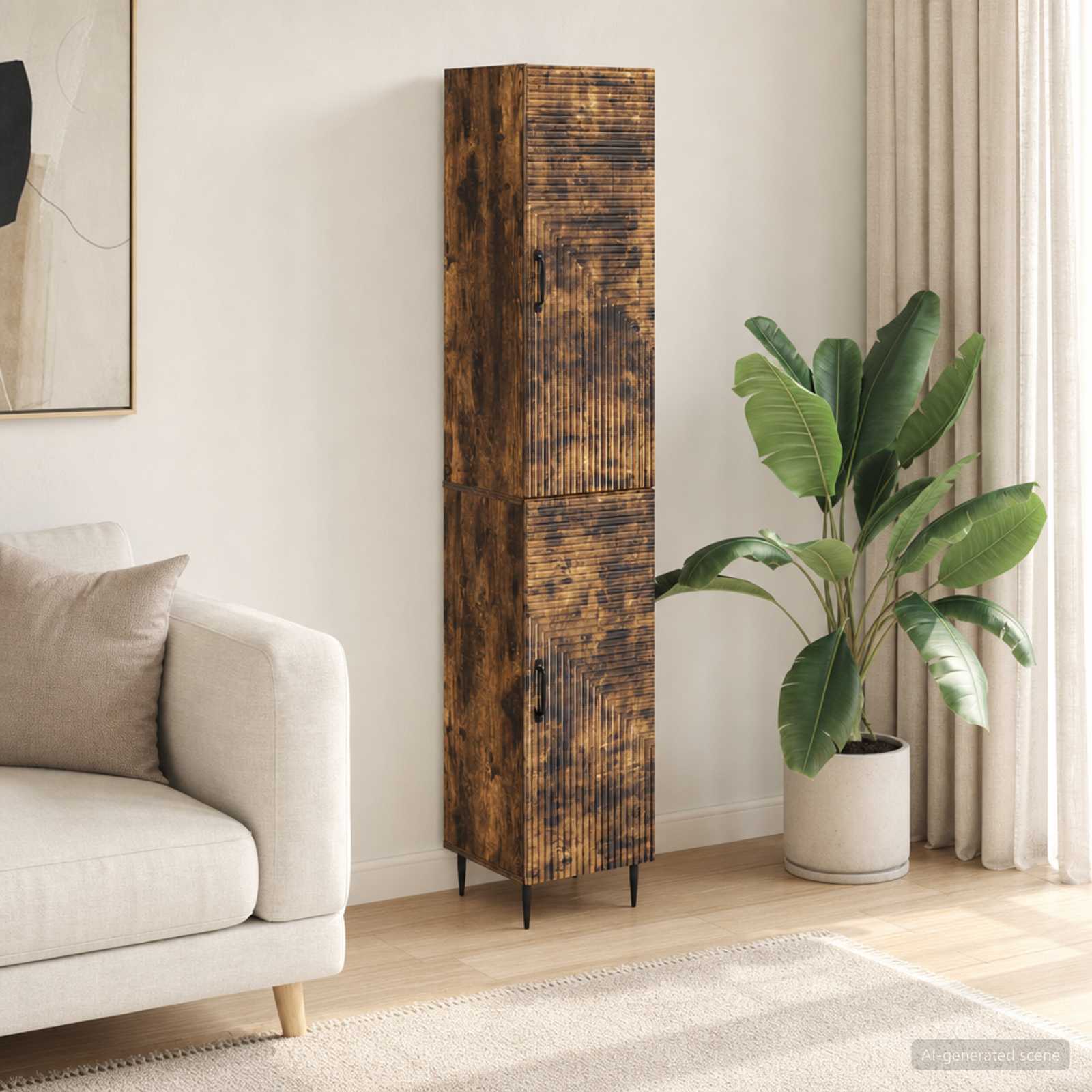 Kastenset 2 pcs Gerookt eiken 33 x 34,5 x 89,5 cm Bewerkt hout