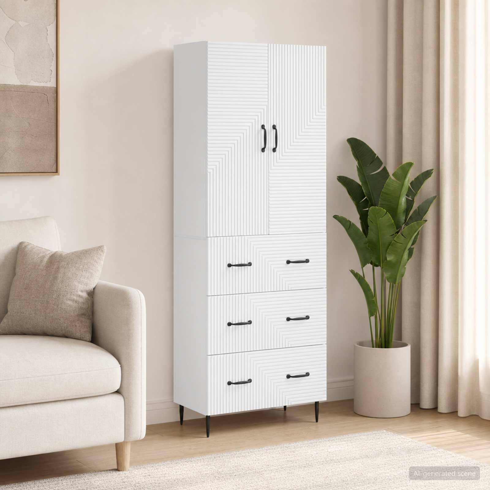 Kastenset 2 pcs Hoogglans Wit 66 x 34,5 x 90 cm Bewerkt hout
