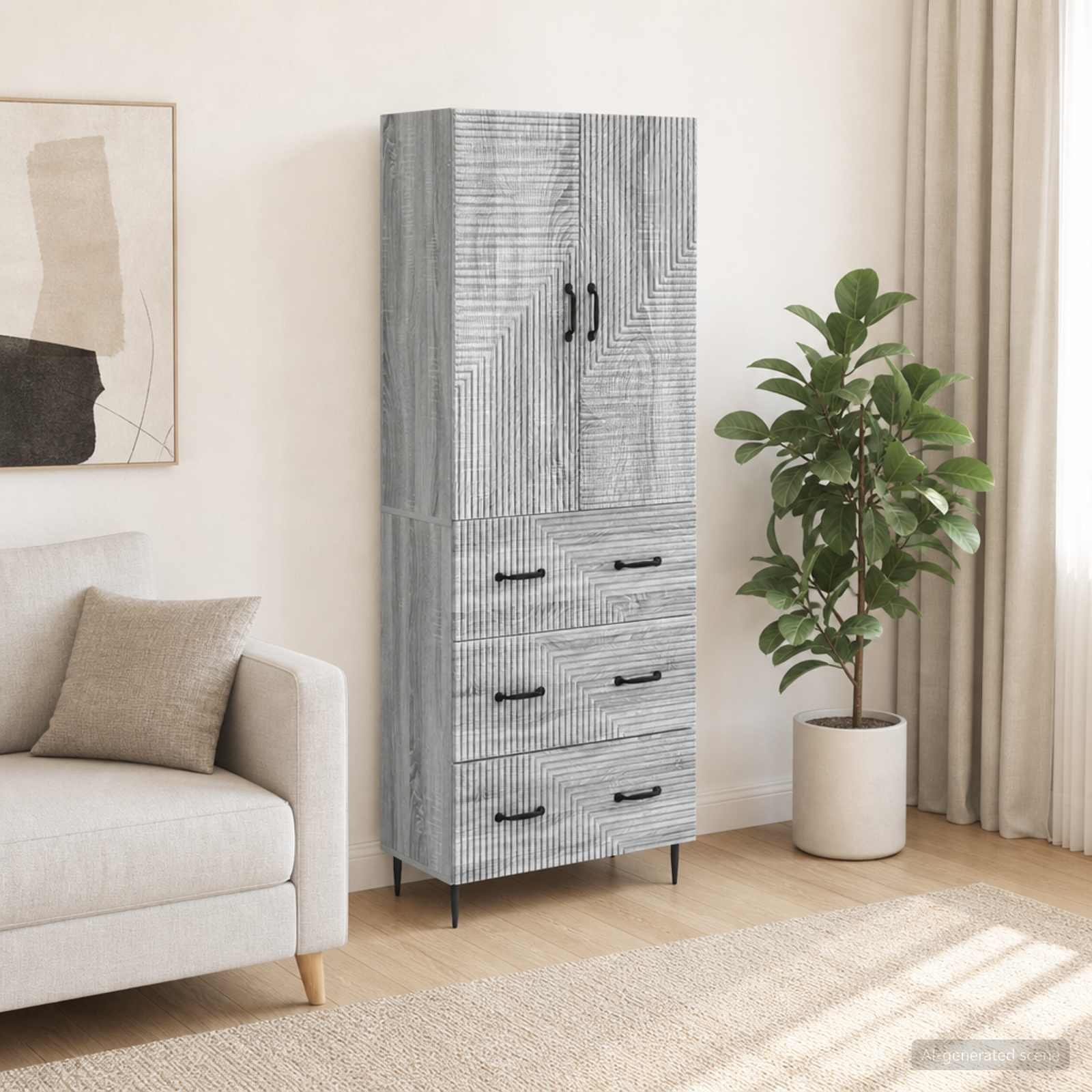 Kastenset 2 pcs Grijs Sonoma 66 x 34,5 x 90 cm Bewerkt hout