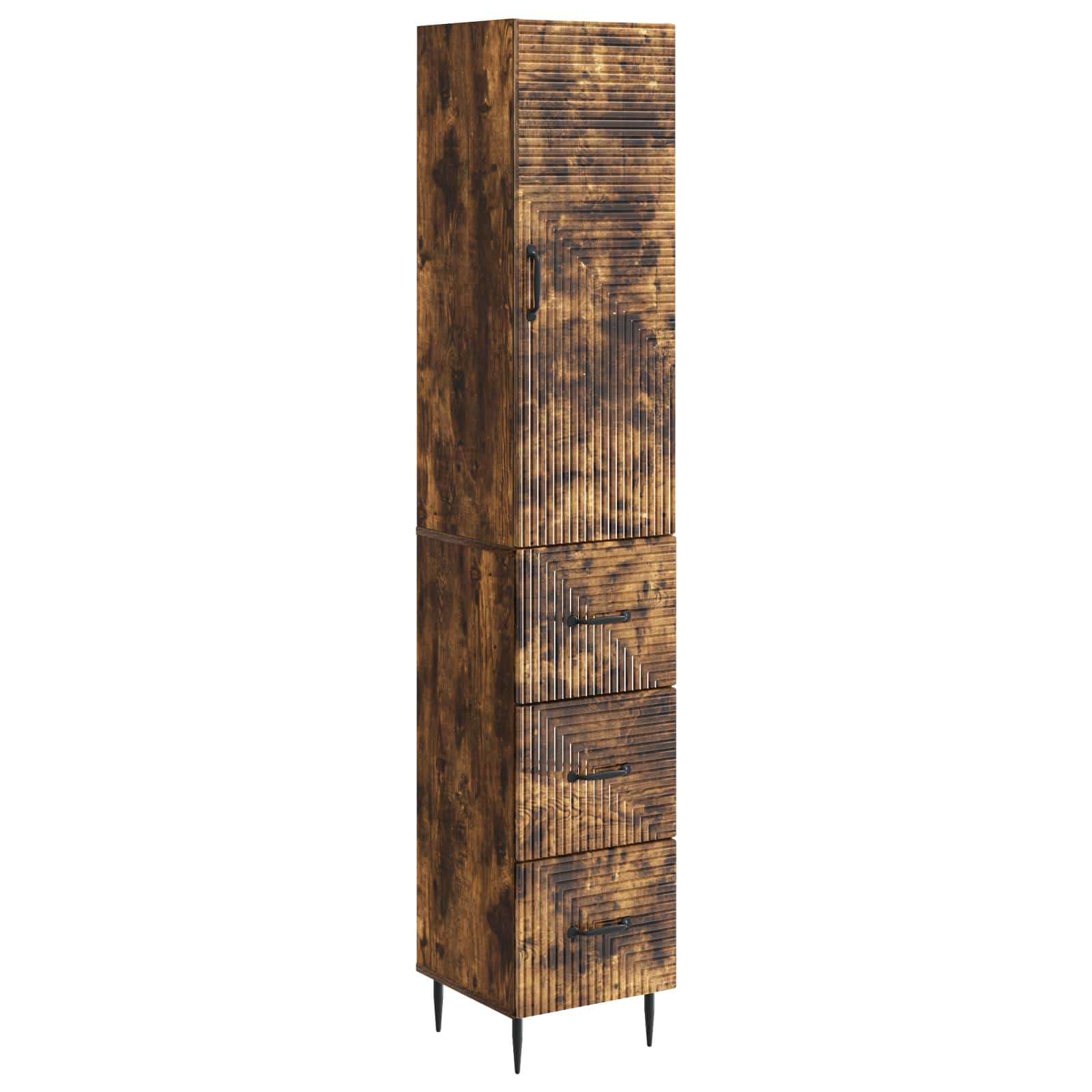 Kastenset 2 pcs Gerookt eiken 33 x 34,5 x 90 cm Bewerkt hout – afbeelding 2