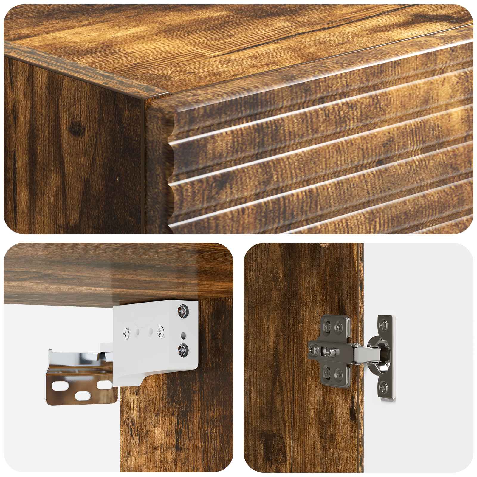 Kastenset 2 pcs Gerookt eiken 33 x 34,5 x 90 cm Bewerkt hout – afbeelding 8