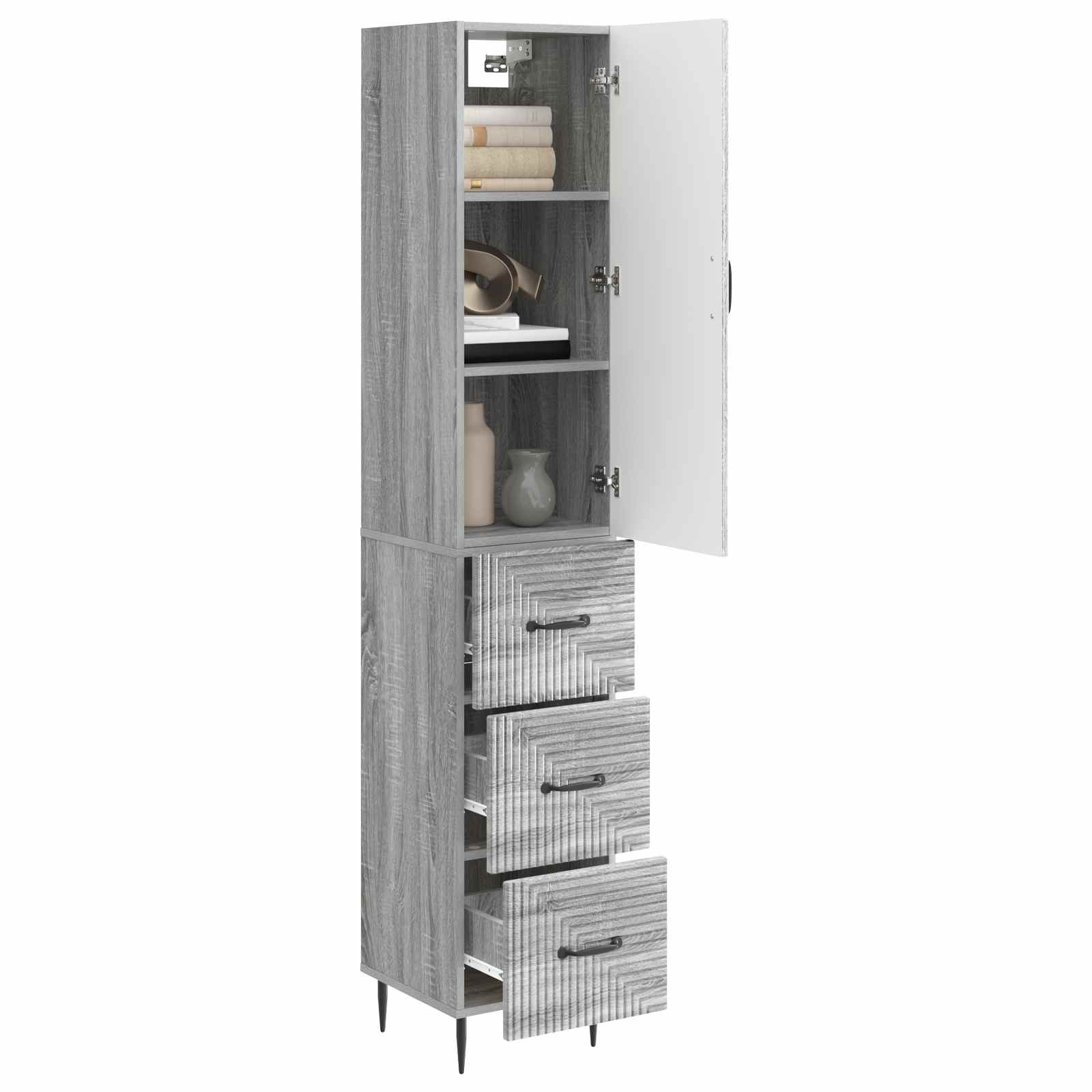 Kastenset 2 pcs Grijs Sonoma 33 x 34,5 x 90 cm Bewerkt hout – afbeelding 3