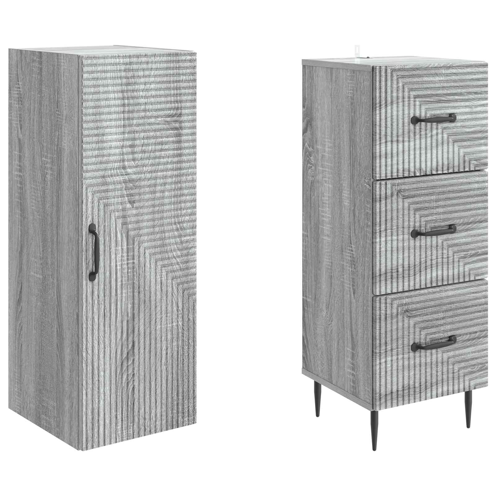 Kastenset 2 pcs Grijs Sonoma 33 x 34,5 x 90 cm Bewerkt hout – afbeelding 4