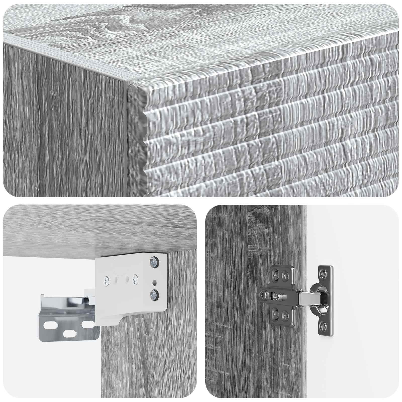 Kastenset 2 pcs Grijs Sonoma 33 x 34,5 x 90 cm Bewerkt hout – afbeelding 8
